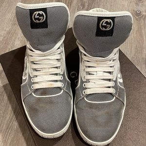 Gucci Baling Fabric High Top Grey White Size 42